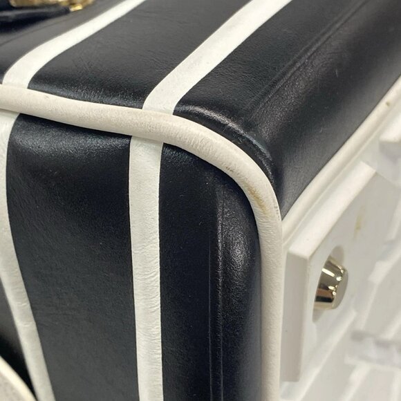 Auth DIOR/ChristianDior VIBE medium bowling bag with canage stitching - Black - Picture 6 of 15